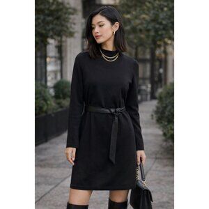 Takara Black Geometric Laser Cut Long Sleeve Shift Dress Size Large